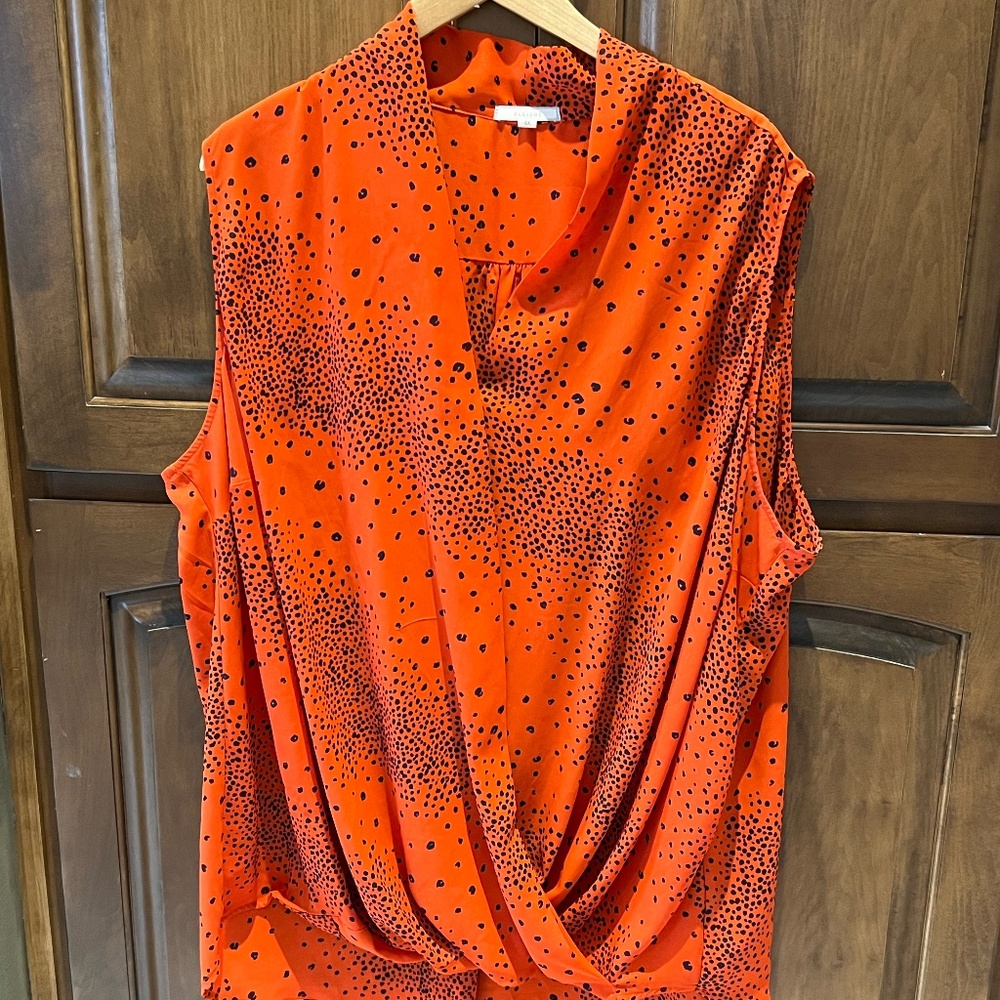 Beautifully Draped Surplice Wrap Sleeveless Blouse